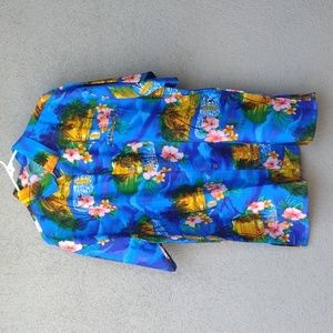 RINA Caribbean Blue Floral Terivoile Shirt XL